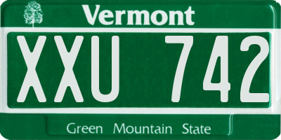VT license plate XXU742