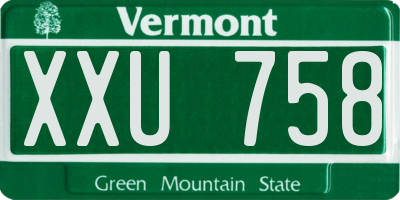VT license plate XXU758