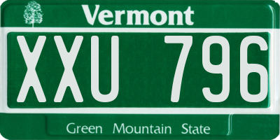 VT license plate XXU796