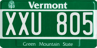 VT license plate XXU805