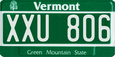 VT license plate XXU806
