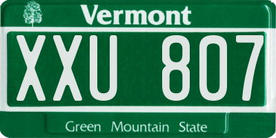 VT license plate XXU807