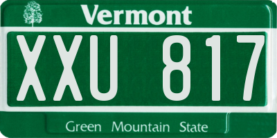 VT license plate XXU817