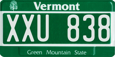 VT license plate XXU838