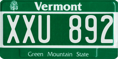VT license plate XXU892