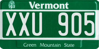VT license plate XXU905