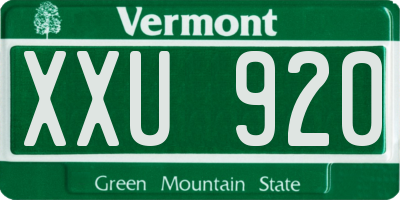 VT license plate XXU920