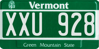 VT license plate XXU928