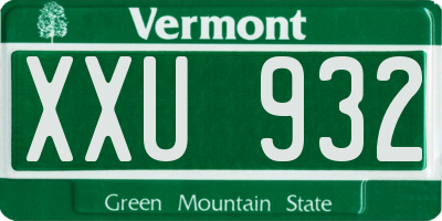 VT license plate XXU932