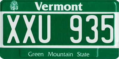 VT license plate XXU935