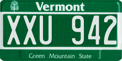 VT license plate XXU942