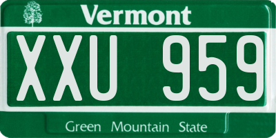 VT license plate XXU959