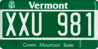 VT license plate XXU981