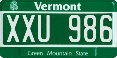 VT license plate XXU986