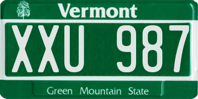 VT license plate XXU987