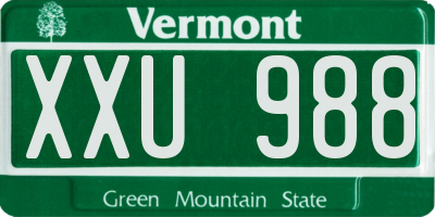 VT license plate XXU988