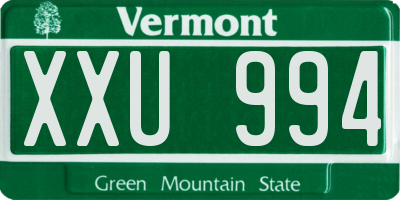 VT license plate XXU994