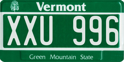 VT license plate XXU996