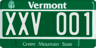 VT license plate XXV001