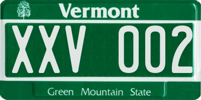 VT license plate XXV002