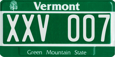 VT license plate XXV007