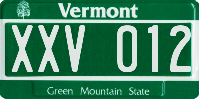 VT license plate XXV012