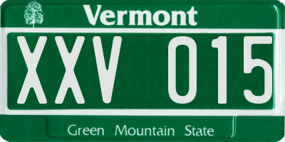 VT license plate XXV015