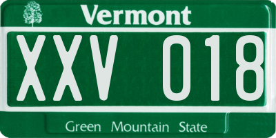 VT license plate XXV018