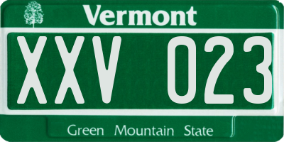VT license plate XXV023