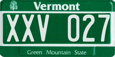 VT license plate XXV027