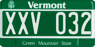 VT license plate XXV032