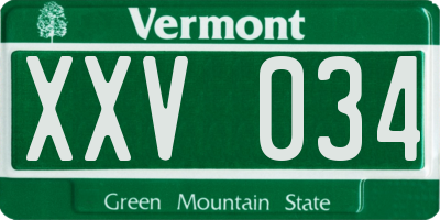 VT license plate XXV034