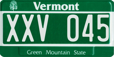 VT license plate XXV045