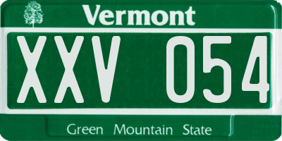 VT license plate XXV054