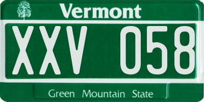 VT license plate XXV058