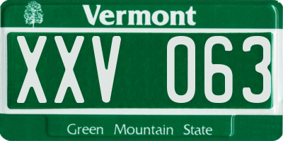 VT license plate XXV063