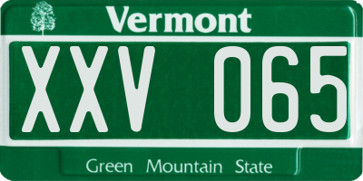 VT license plate XXV065