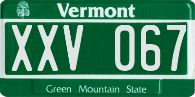 VT license plate XXV067