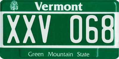 VT license plate XXV068