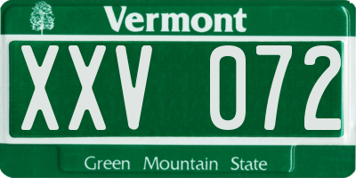 VT license plate XXV072