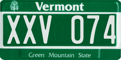 VT license plate XXV074