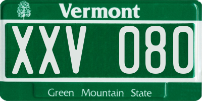 VT license plate XXV080