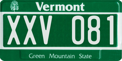 VT license plate XXV081