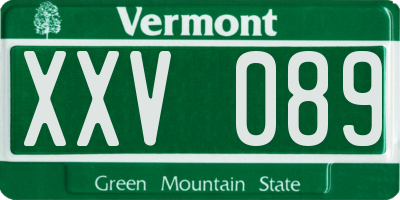 VT license plate XXV089