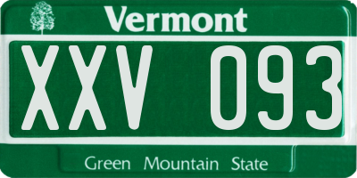 VT license plate XXV093