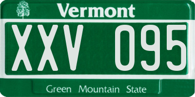 VT license plate XXV095