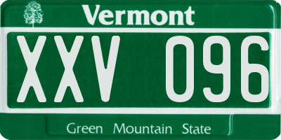 VT license plate XXV096