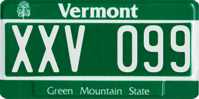VT license plate XXV099