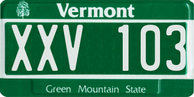 VT license plate XXV103