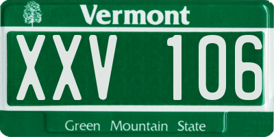 VT license plate XXV106